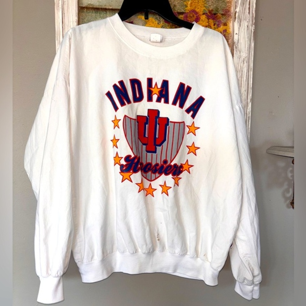 Vtg INDIANA HOOSIERS Logo 7 Long Sleeve T-Shirt XL Made In USA